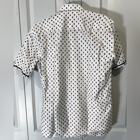 Maceoo Shirt Med White Italian Cotton Short Sleeve Galileo Skull Maczoo Purple - Picture 12 of 12